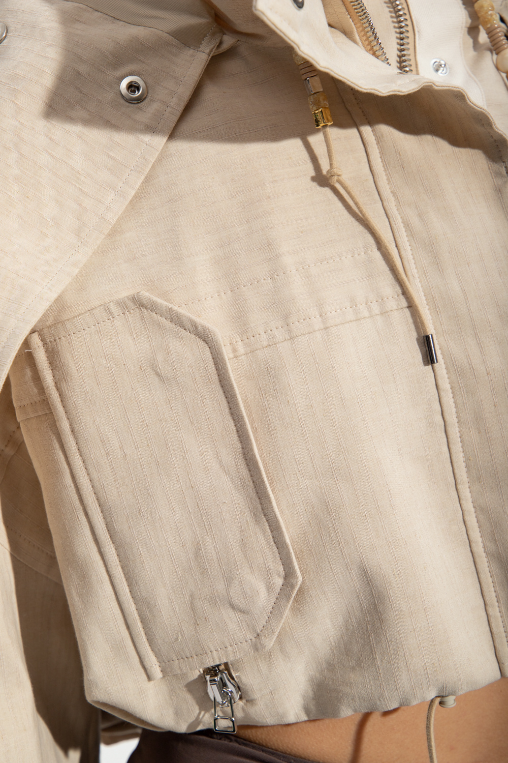 SchaferandweinerShops Japan - Beige 'Raphia' cropped hooded